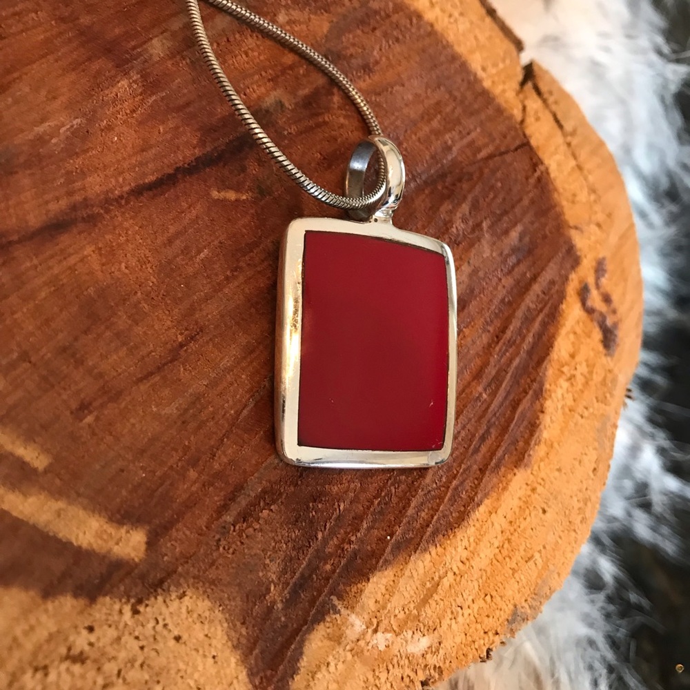 Red sterling silver charm